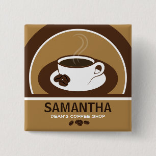 Badge Carré 5 Cm Café Coffee Coffee Shop Café Nom du personnel Ba