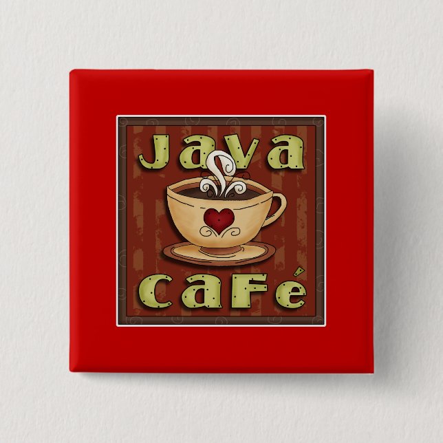 Badge Carré 5 Cm café de Java (Devant)