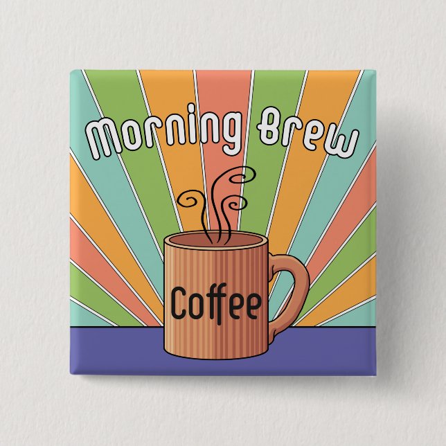 Badge Carré 5 Cm Café du matin (Devant)