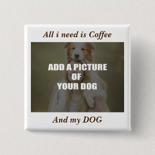 Badge Carré 5 Cm Café et mon Oreiller de chien