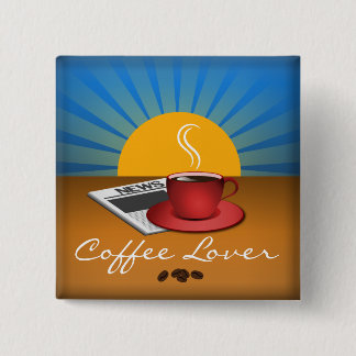Badge Carré 5 Cm Café Lover Café Café Carré Coupe sur mesure Bouton