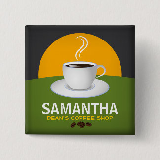 Badge Carré 5 Cm Café Nom du personnel Tags Café Shop Café Coffee C