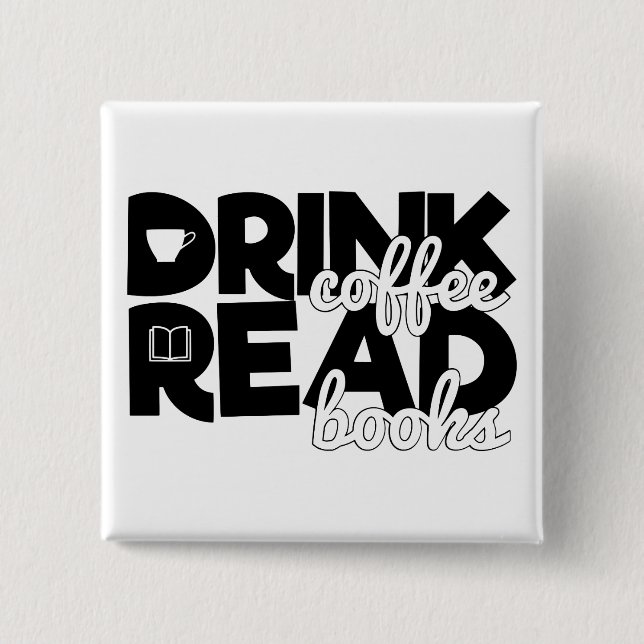 Badge Carré 5 Cm Café Read Books Saying Bookworm (Devant)