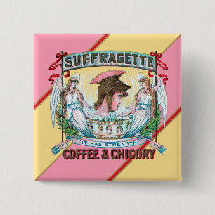 Badge Carré 5 Cm Café Suffragette et chicorée