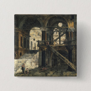 Badge Carré 5 Cm Cage d'escalier dans une Chambre de la