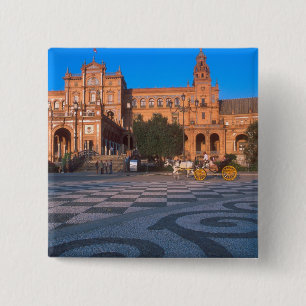 Badge Carré 5 Cm Calèche dans la Plaza de Espana à