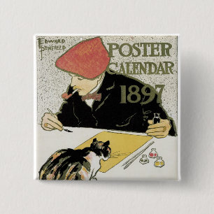 Badge Carré 5 Cm Calendrier des affiches 1897