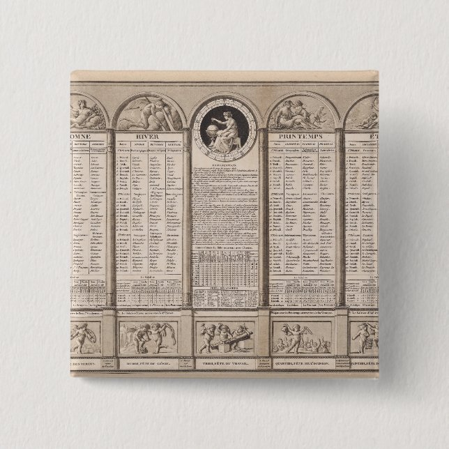 Badge Carré 5 Cm Calendrier républicain, 1794 (Devant)
