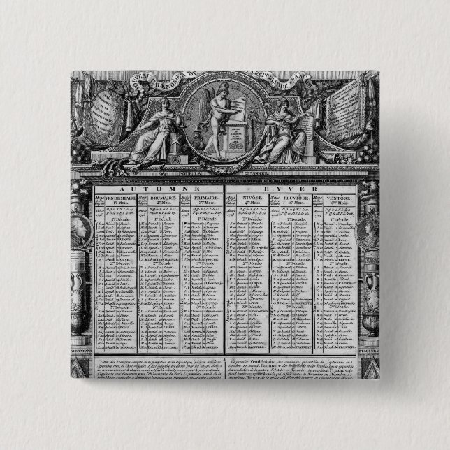 Badge Carré 5 Cm Calendrier républicain, le 22 septembre 1793 (Devant)