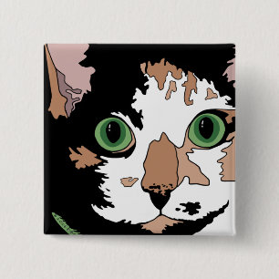 Badge Carré 5 Cm Calico Cat