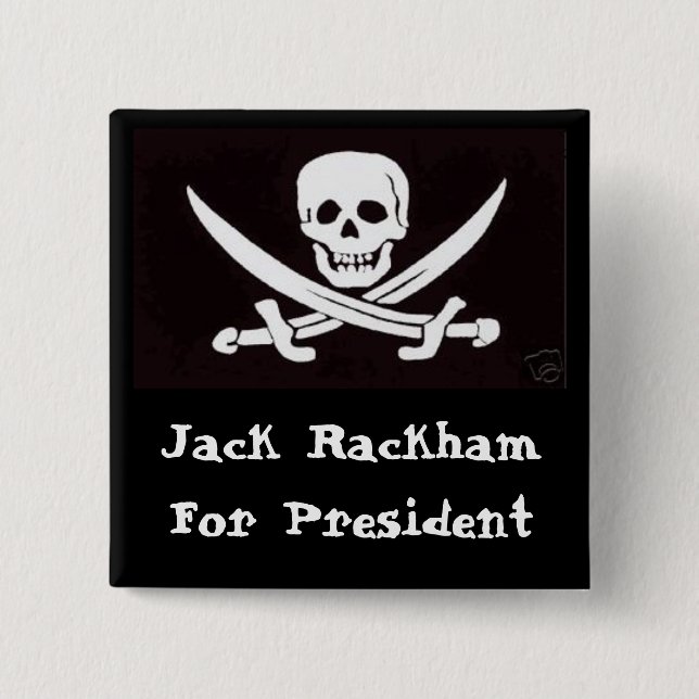 Badge Carré 5 Cm Calicot Jack pour Prez ! (Devant)