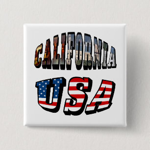 Badge Carré 5 Cm California Picture and USA Flag Text