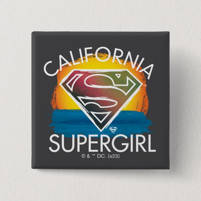 Badge Carré 5 Cm California Supergirl Sunset Graphic (Devant)