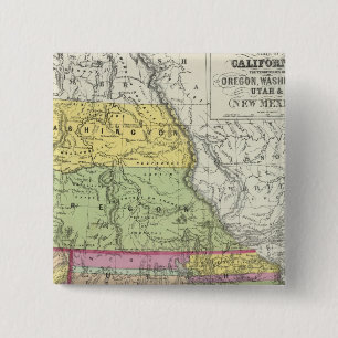 Badge Carré 5 Cm Californie, Oregon, Washington, Utah, Nouveau-Mexi