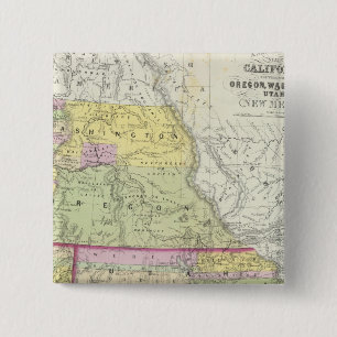 Badge Carré 5 Cm Californie, Oregon, Washington, Utah, Nouveau-Mexi