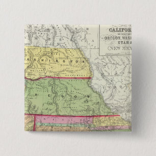 Badge Carré 5 Cm Californie, Oregon, Washington, Utah, Nouveau-Mexi