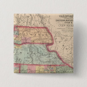 Badge Carré 5 Cm Californie, Territoires de l'Oregon, Washington