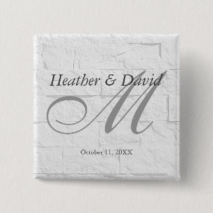 Badge Carré 5 Cm Calligraphie de mur de brique Monogramme de mariag