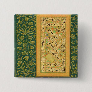 Badge Carré 5 Cm Calligraphie par Mir Ali de coeur, avec un bor de