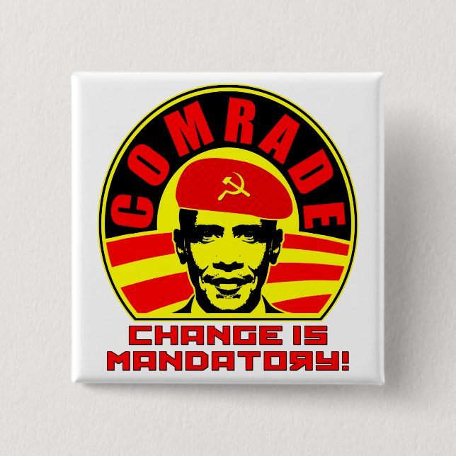 Badge Carré 5 Cm Camarade Obama Button (Devant)