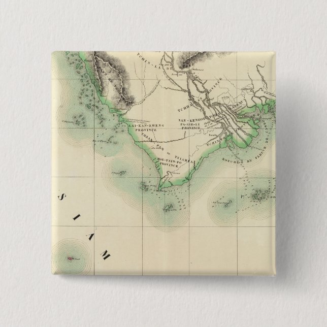 Badge Carré 5 Cm Cambodge, Asie 110 (Devant)