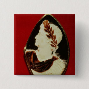 Badge Carré 5 Cm Camée de Sardonyx soutenant le profil de Tiberius