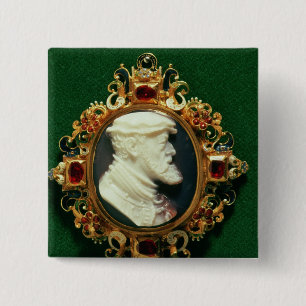 Badge Carré 5 Cm Camée soutenant le portrait de Charles I de