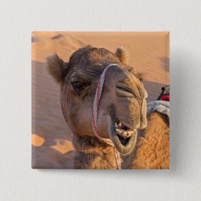 Badge Carré 5 Cm Camel amusant (Devant)