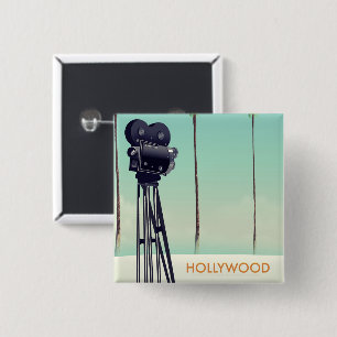 Badge Carré 5 Cm Caméra Vintage Hollywood poster de voyage