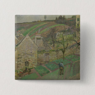 Badge Carré 5 Cm Camille Pissarro Hillside de l'ermitage, Pont