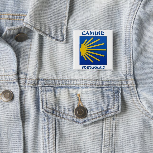 Badge Carré 5 Cm Camino de Santiago Le chemin de saint Jacques 0004 (En situation)