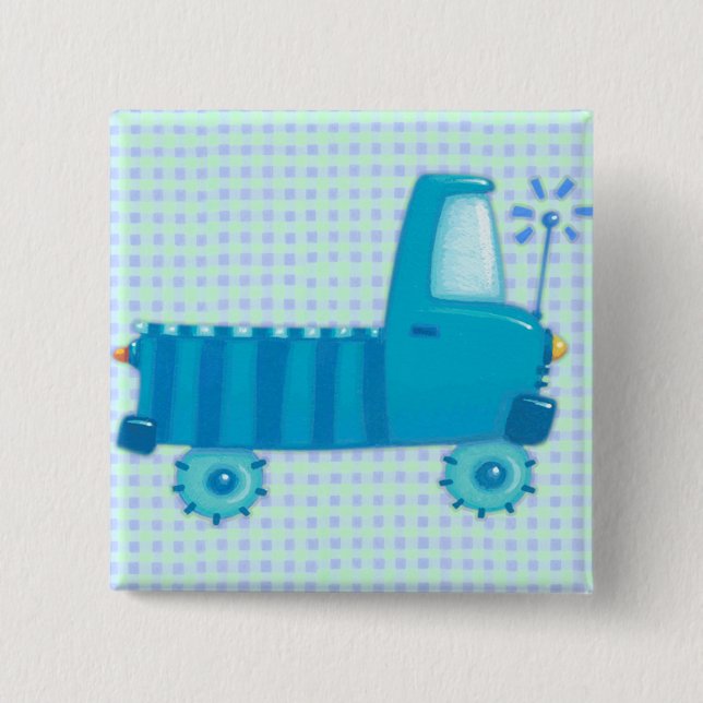 Badge Carré 5 Cm Camion bleu (Devant)