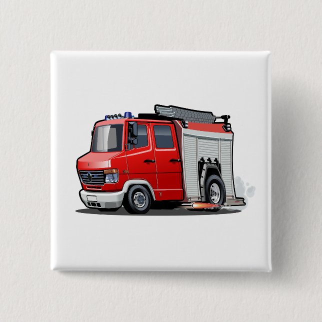 Badge Carré 5 Cm Camion-feu de dessin (Devant)