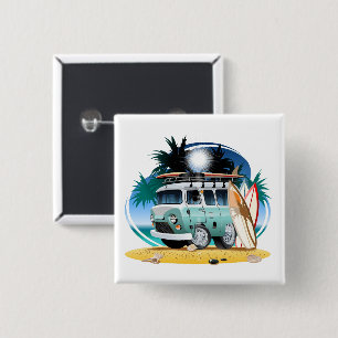 Badge Carré 5 Cm Camionnette de dessin animé