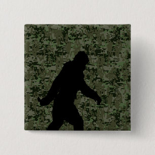 Badge Carré 5 Cm Camouflage numérique en silhouette noire Sasquatch