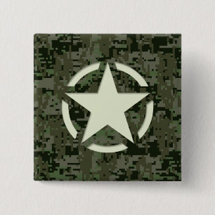 Badge Carré 5 Cm Camouflage vert étoile à crayon Vintage