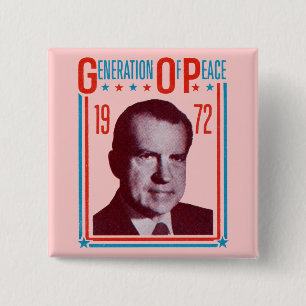 Badge Carré 5 Cm Campagne 1972 présidentielle de Nixon