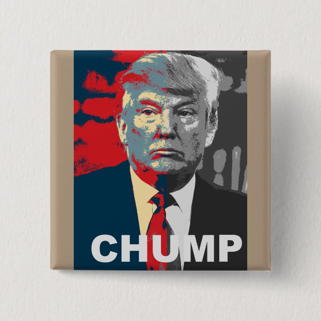 Badge Carré 5 Cm Campagne anti-Donald Trump | Bouton de raccourci (Devant)