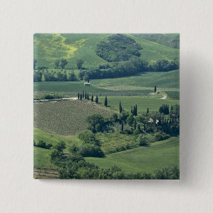 Badge Carré 5 Cm Campagne près de Montepulciano, Val d'Orcia,