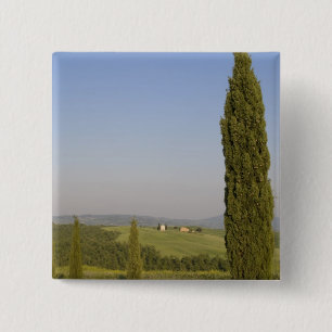 Badge Carré 5 Cm Campagne près de Pienza. Val d'Orcia, Sienne