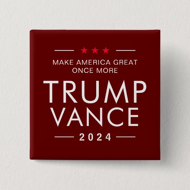 Badge Carré 5 Cm Campagne présidentielle politique de Trump Vance 2 (Devant)