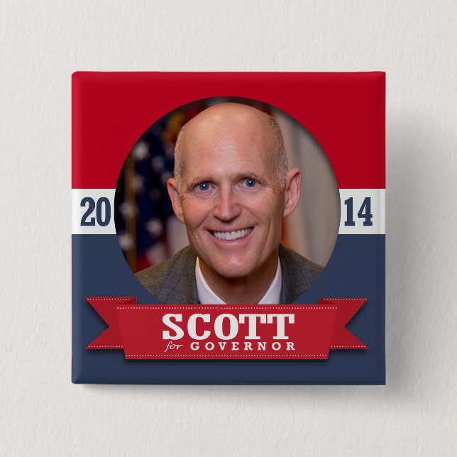 BADGE CARRÉ 5 CM CAMPAGNE RICK SCOTT (Devant)