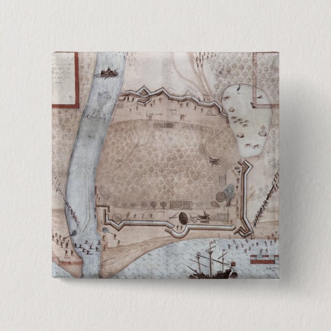 Badge Carré 5 Cm Campement enrichi, Porto Rico (Devant)