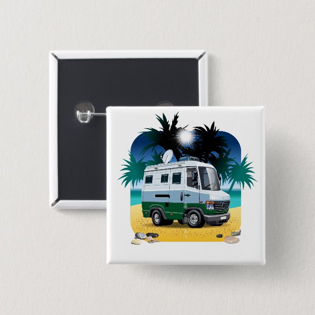 Badge Carré 5 Cm Camper de dessin (Devant & derrière)