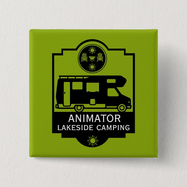 Badge Carré 5 Cm Camping Caravan Business (Devant)
