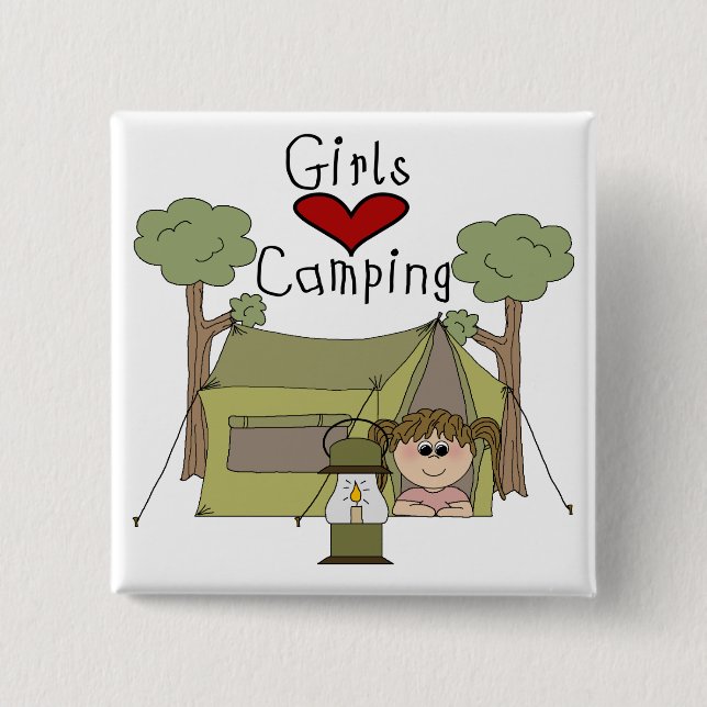 Badge Carré 5 Cm Camping d'amour de filles (Devant)