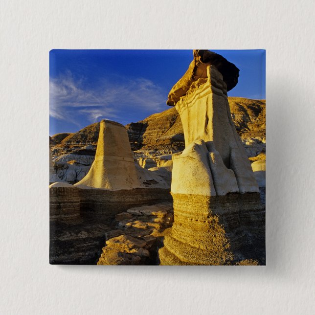 Badge Carré 5 Cm Canada, Alberta, Drumheller. Hoodoos. (Devant)