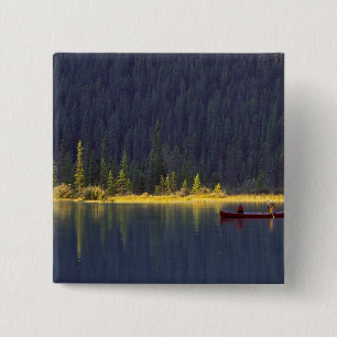 Badge Carré 5 Cm Canada, Alberta, Parc national de Baniff. Deux gar