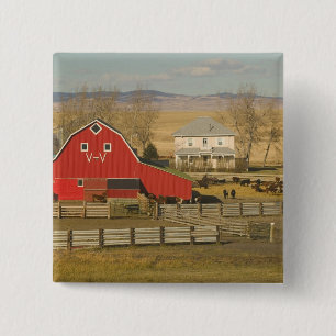 Badge Carré 5 Cm Canada, Alberta, Pincher Creek : Grange et Ranch R