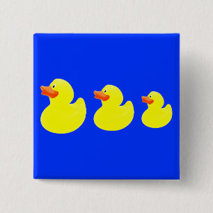 Badge Carré 5 Cm canards jaunes